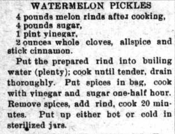 Arkansas Grows the Best: Big in Hope, Sweet in Cave City 8 Calico Rock Progress 23 August 1929 Watermelon Pickles recipe