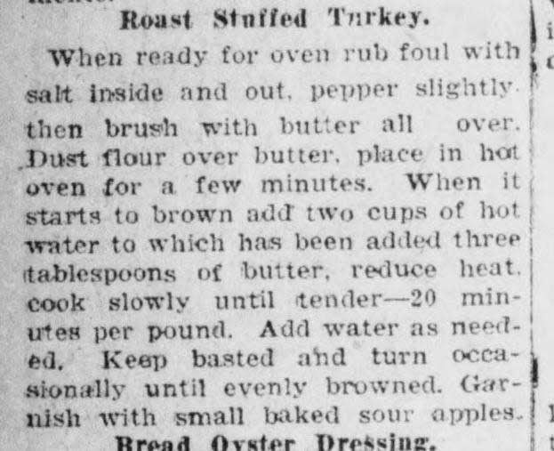 17 El Dorado Daily News 26 November 1924 Roast Stuffed Turkey recipe 1
