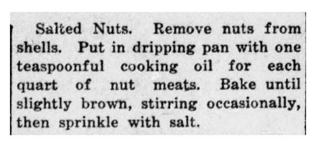 22 Union Label 4 November 1927 Salted Nuts recipe 1